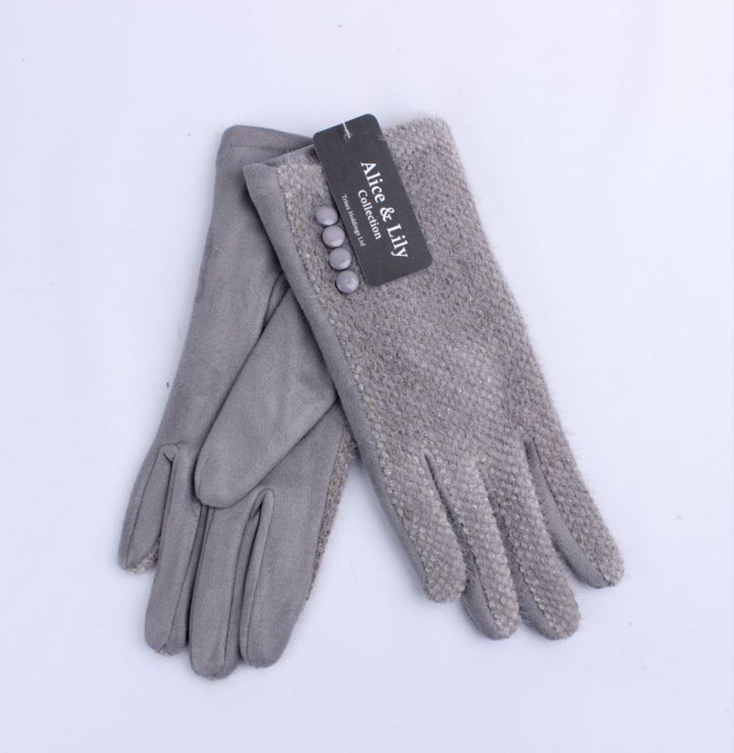 Winter ladies textured glove w button  trim grey Style; S/LK4765/GRY image 0